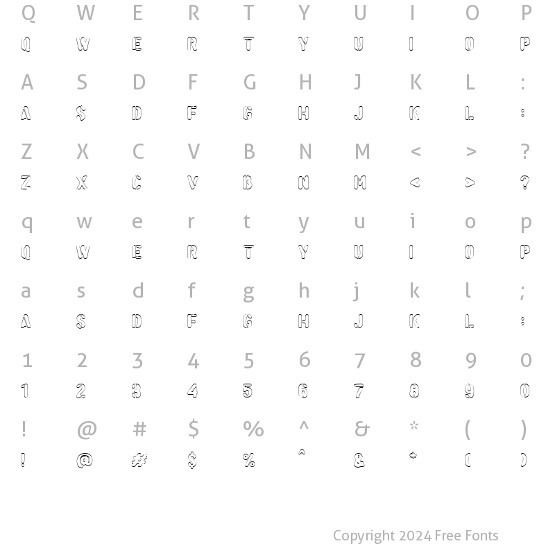 Character Map of Ravager Sans 2 Outline