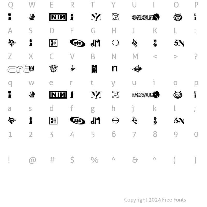 Character Map of Ravebats Regular