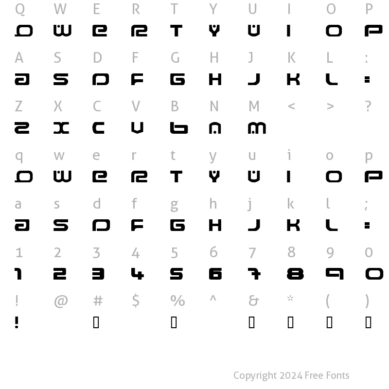 Character Map of Raveflire 2.0 Regular