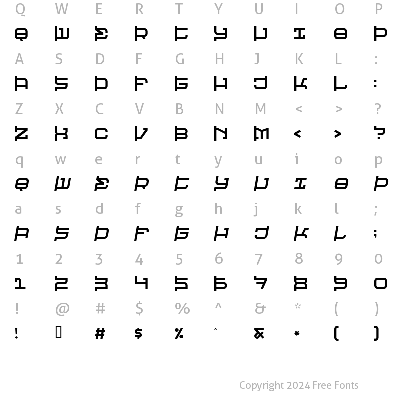 Character Map of Raveheart Regular