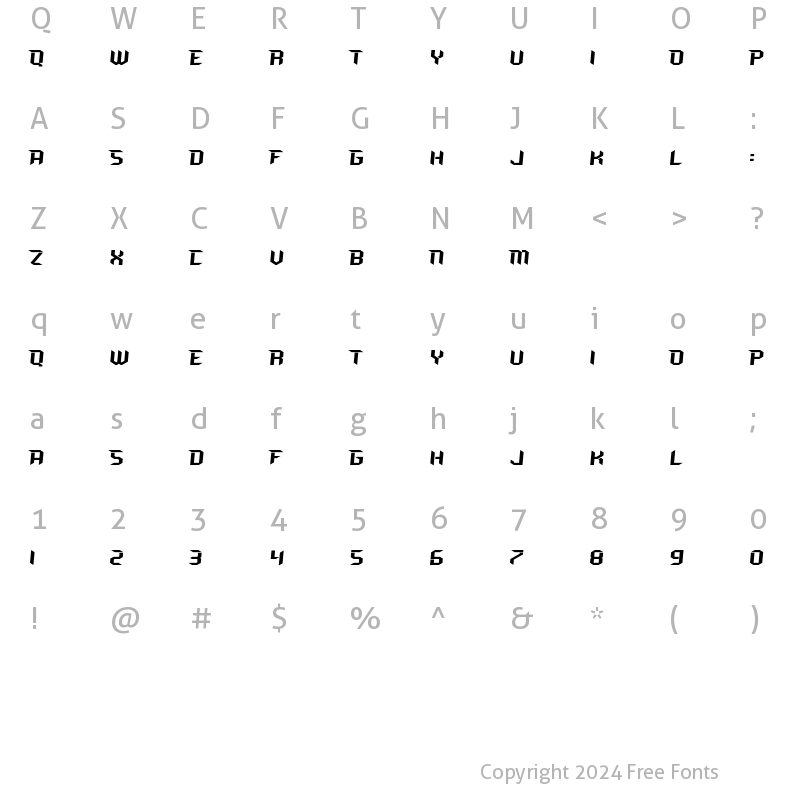 Character Map of RAVEN MXI Regular