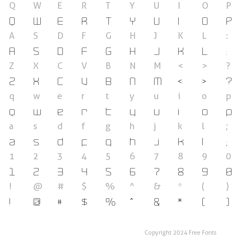 Character Map of RaveParty Thin Regular