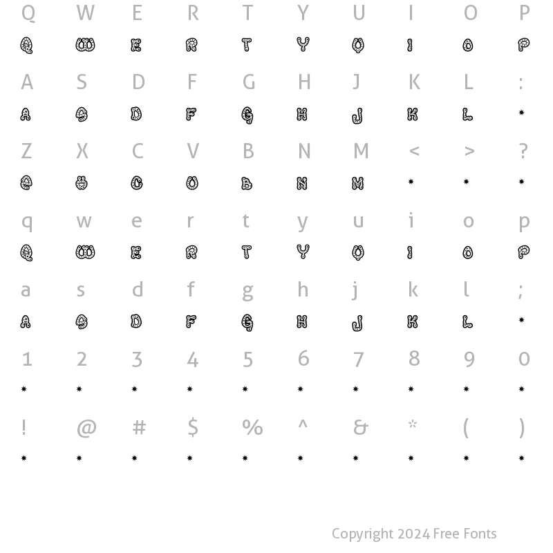 Character Map of RaveQueen Regular