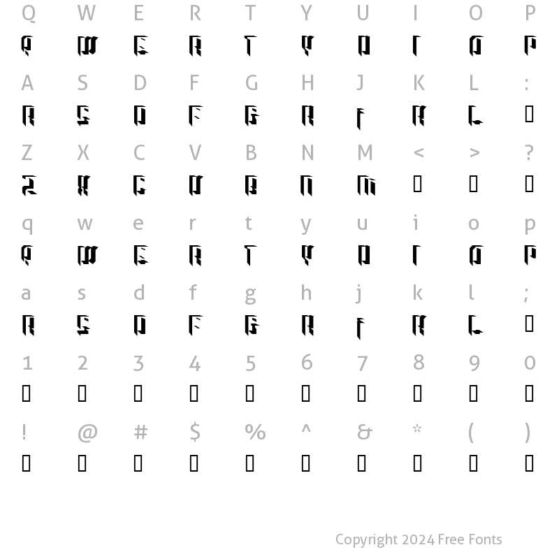 Character Map of Raver Kids Regular