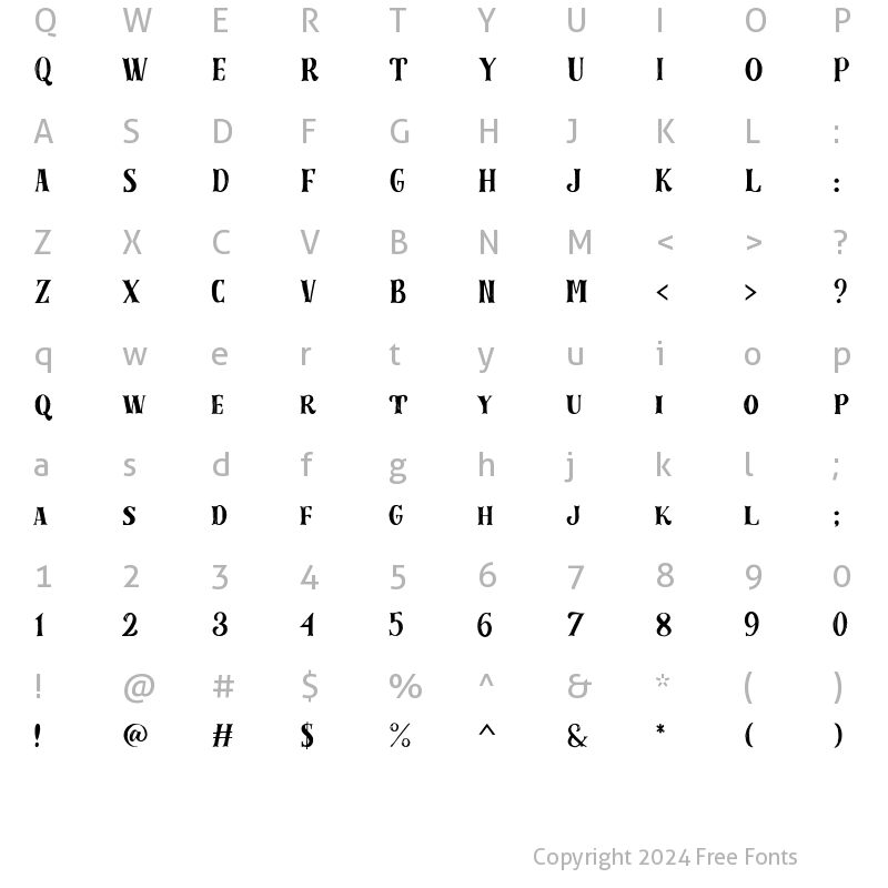 Character Map of Raveria Regular