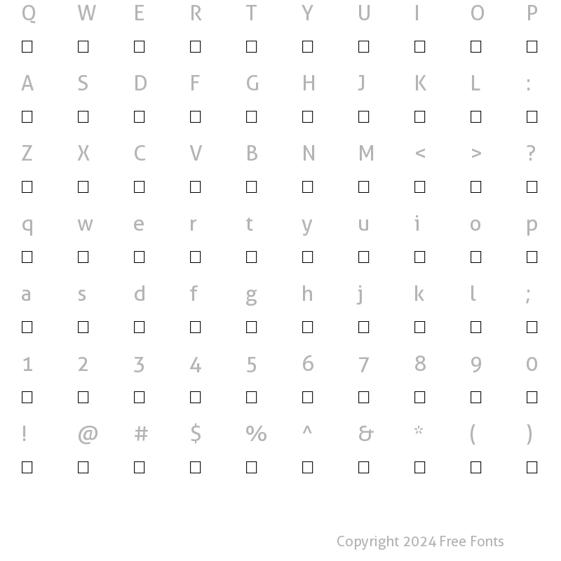 Character Map of RAW Regular