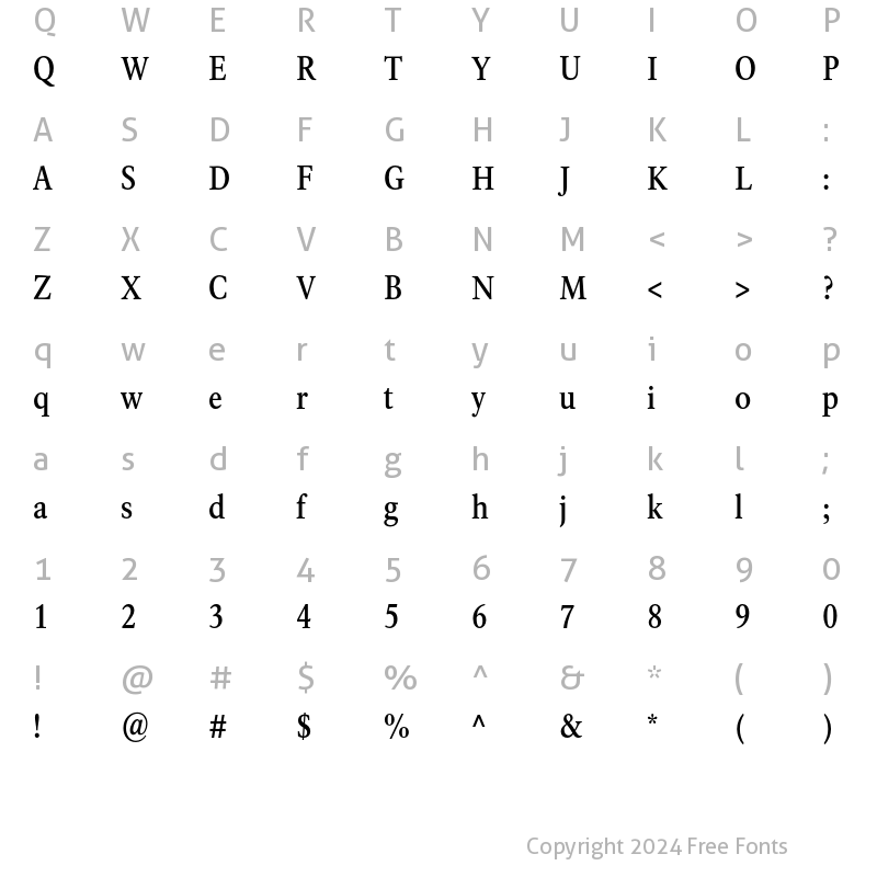 Character Map of Rawlinson Cond Medium