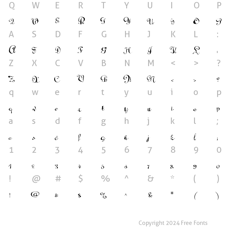 Character Map of Raydiant Regular