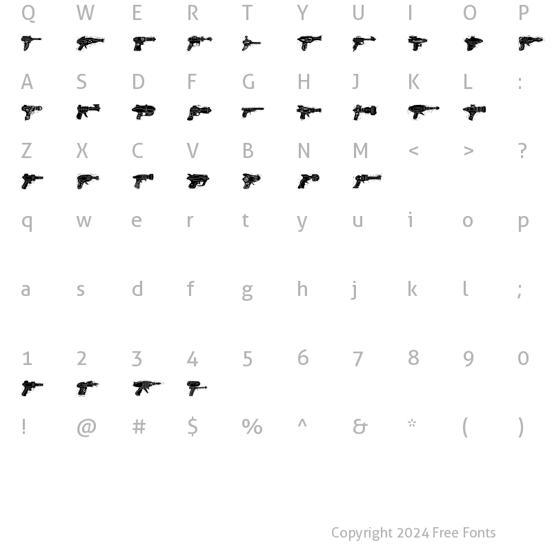 Character Map of Rayguns Regular