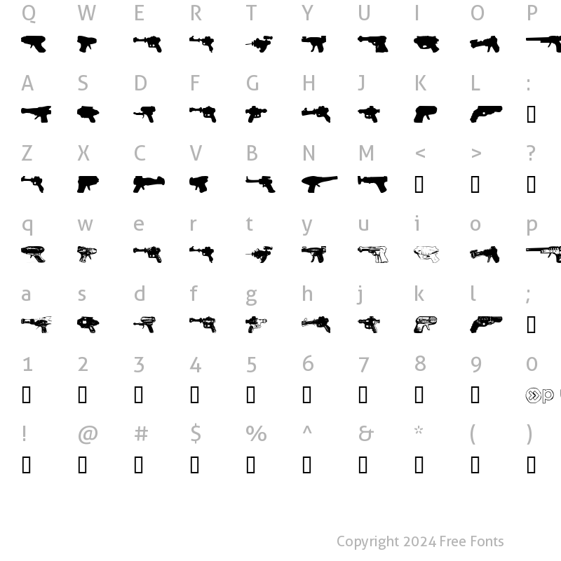 Character Map of rayguns Regular