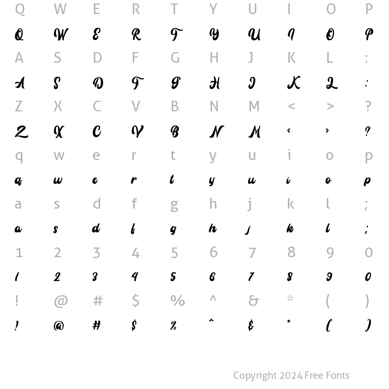 Character Map of Rayhue Regular