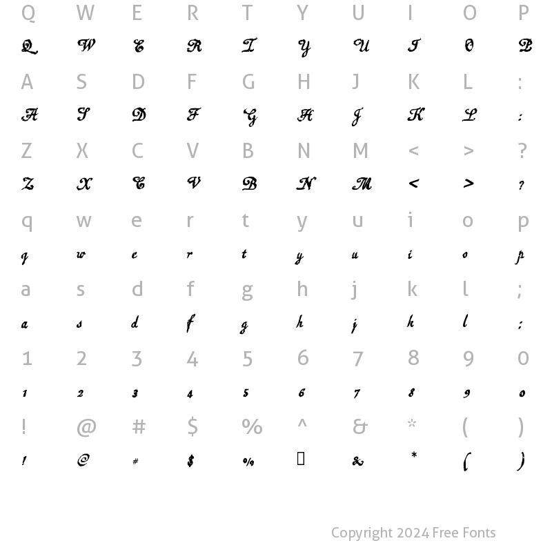 Character Map of Raymond Regular