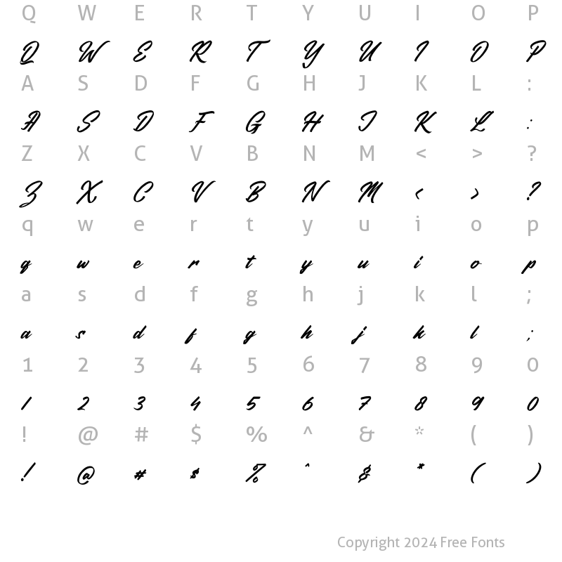 Character Map of Raymont Qalimba Italic