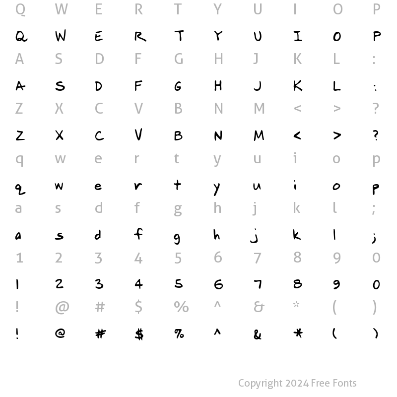 Character Map of RaysHand Regular