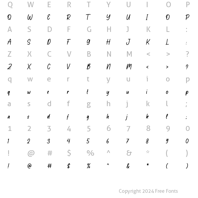 Character Map of Raytone Regular