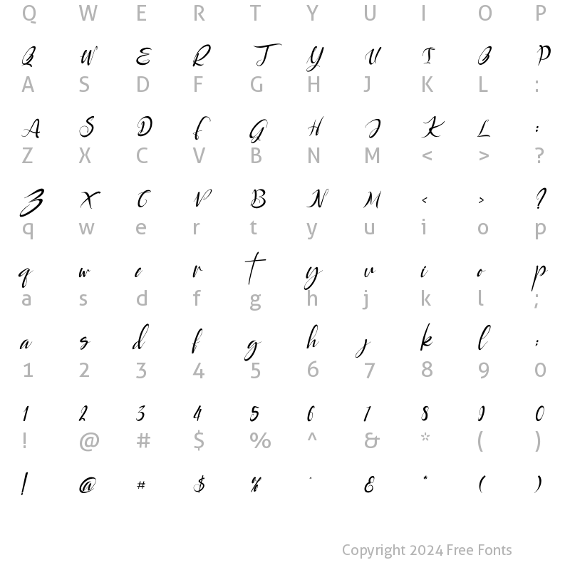 Character Map of Rayya Italic