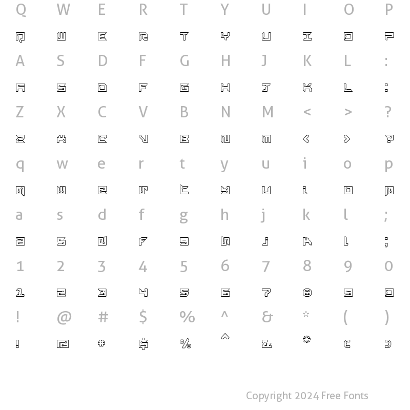 Character Map of RayzorBlunt Outline Regular