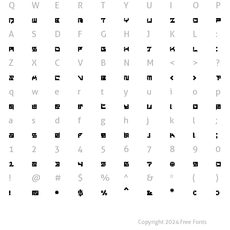 Character Map of RayzorBlunt Regular