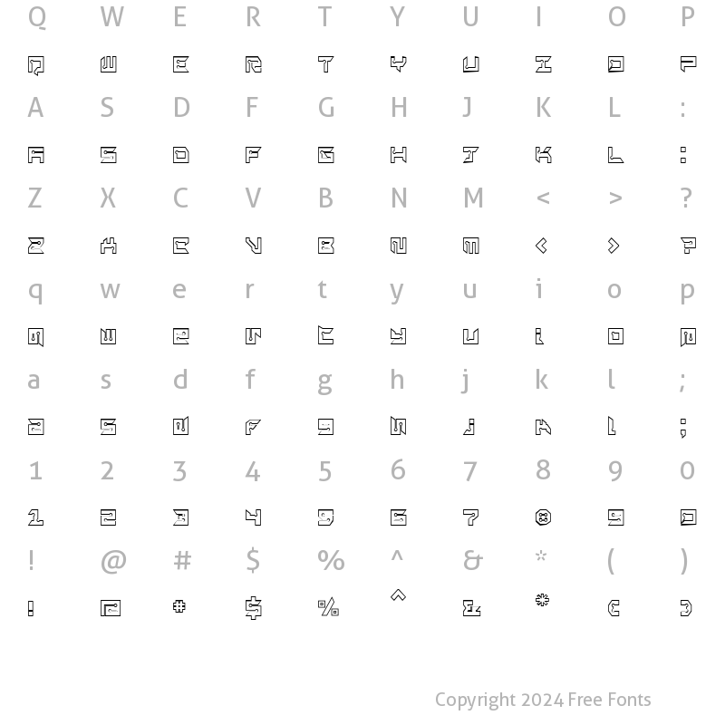 Character Map of RayzorSharp Outline Regular