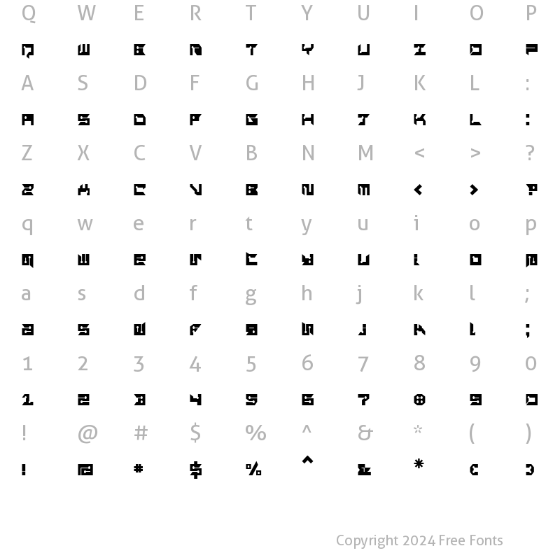 Character Map of RayzorSharp Regular