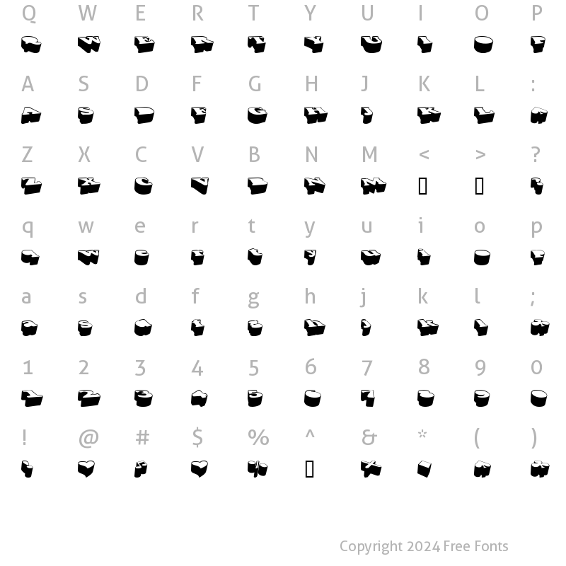 Character Map of razzo Regular