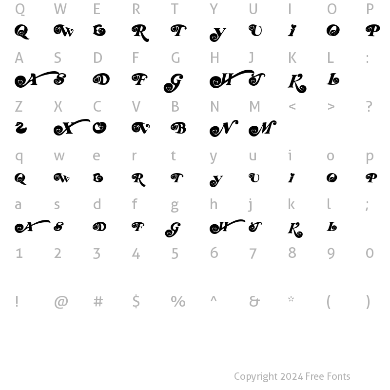 Character Map of RDHoney Regular