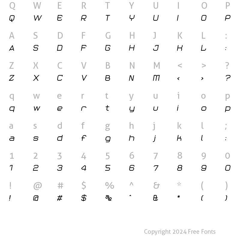 Character Map of Reaction Bold Italic