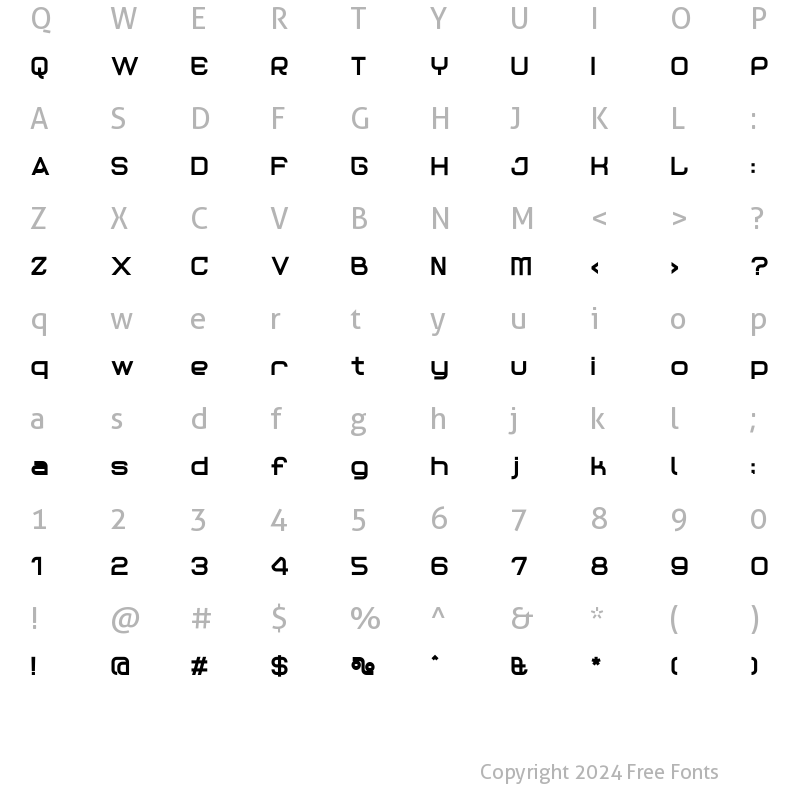 Character Map of Reaction Ultra Italic