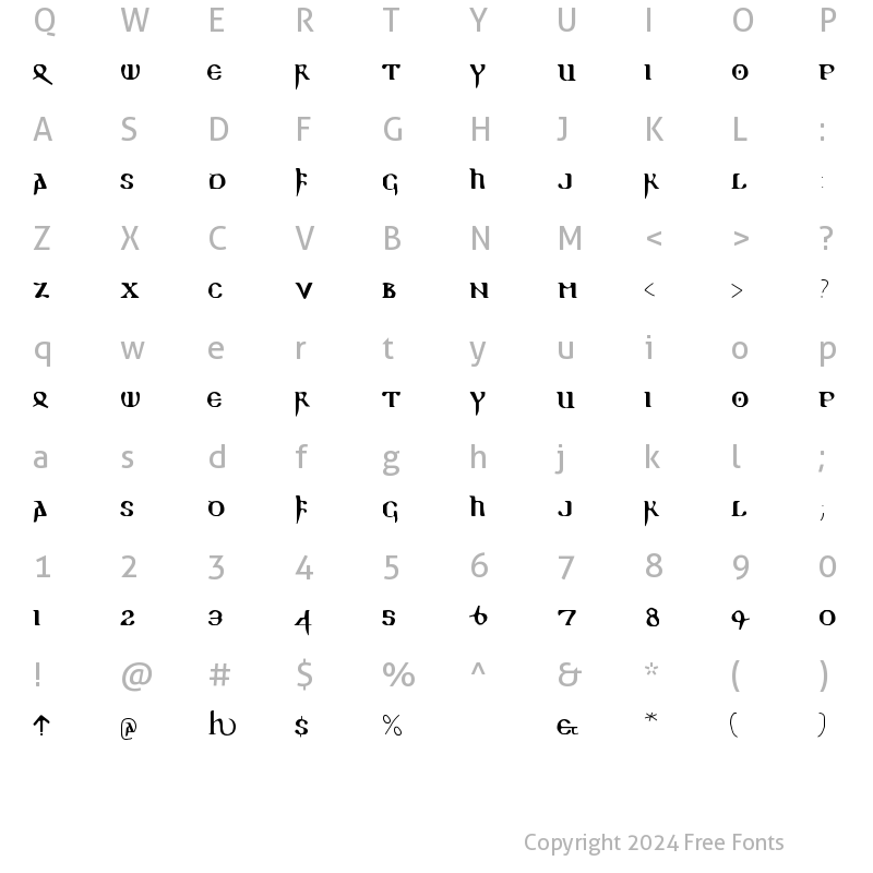 Character Map of ReadableGothic Regular