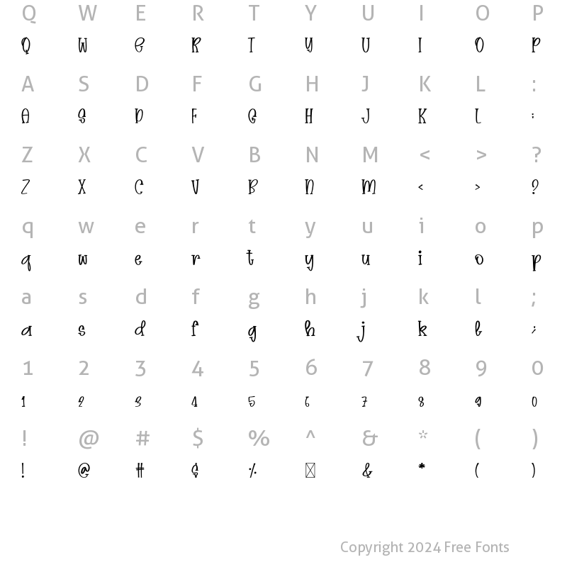 Character Map of Readery Regular