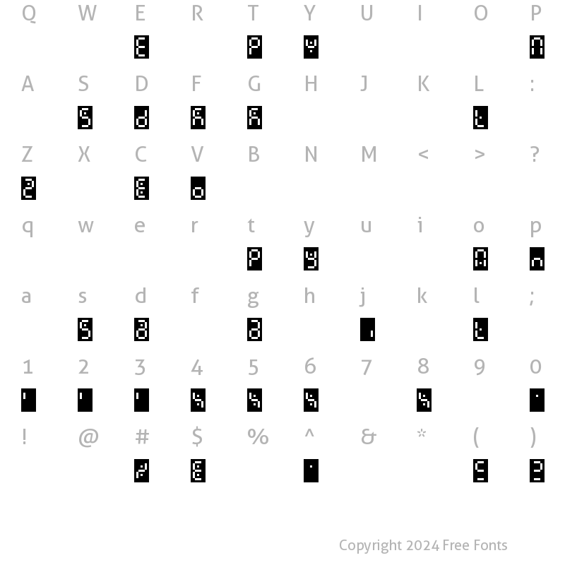 Character Map of Readout OneBackExpert Regular