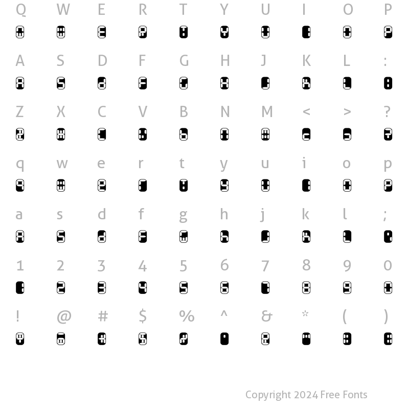 Character Map of Readout TwoBack Regular