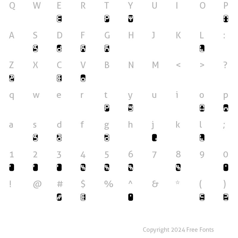 Character Map of Readout TwoBackExpert Regular