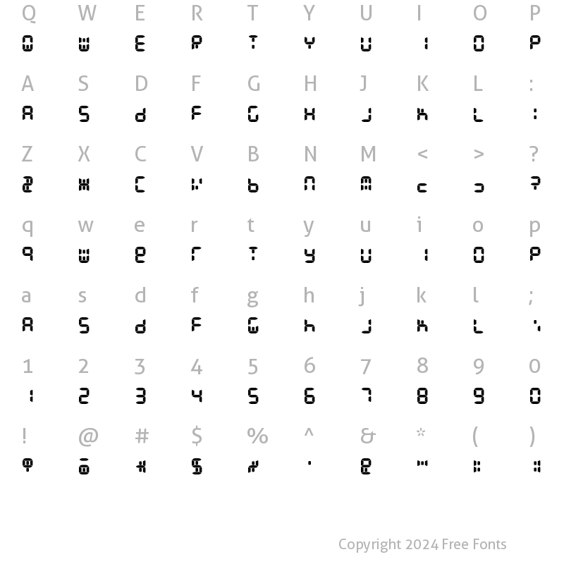 Character Map of Readout TwoFront Regular