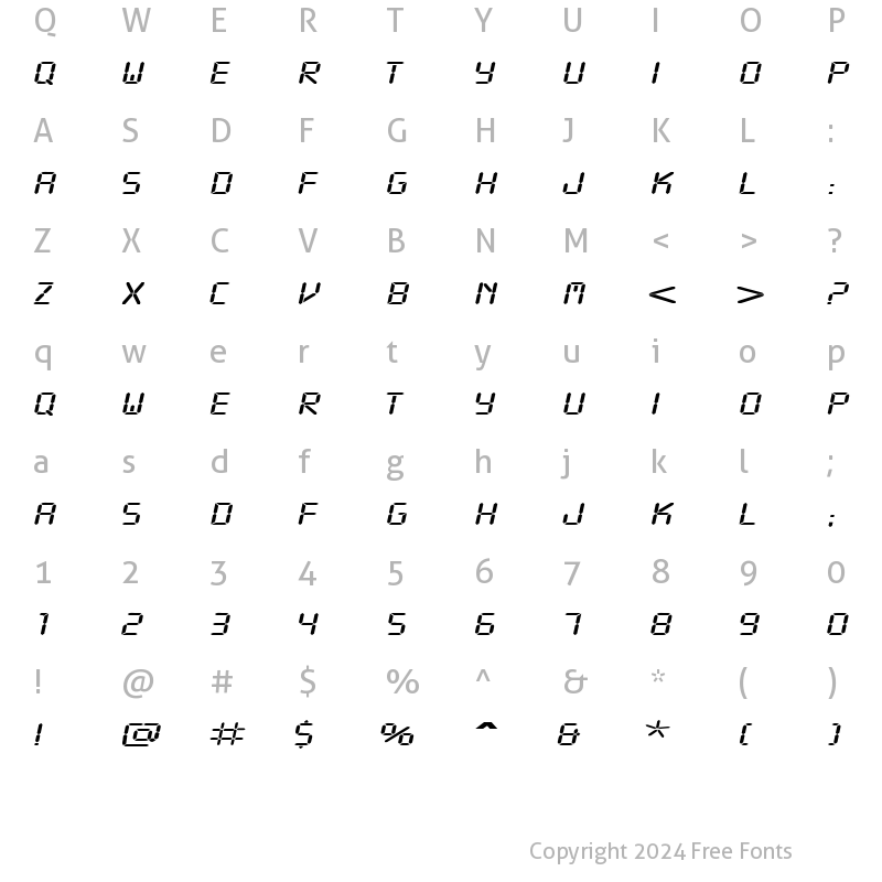 Character Map of ReadoutExtended Italic