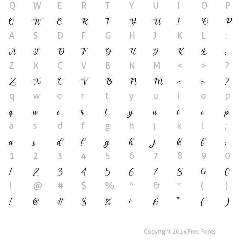 Character Map of real love Regular