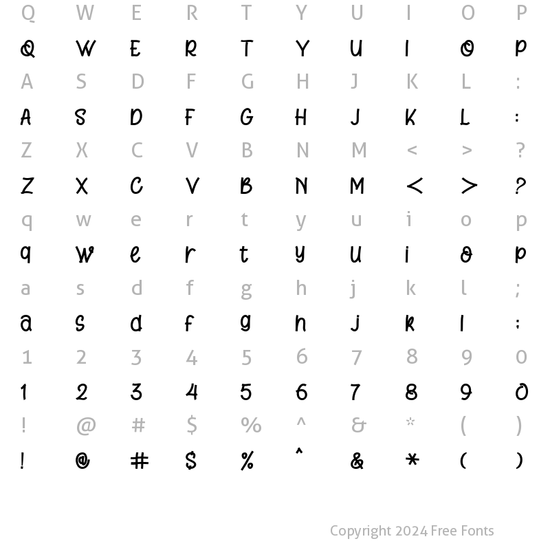 Character Map of Realistica Regular