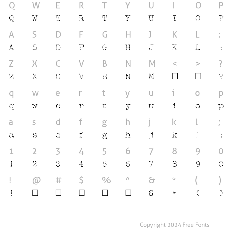 Character Map of ReallyBad-Typewriter Regular