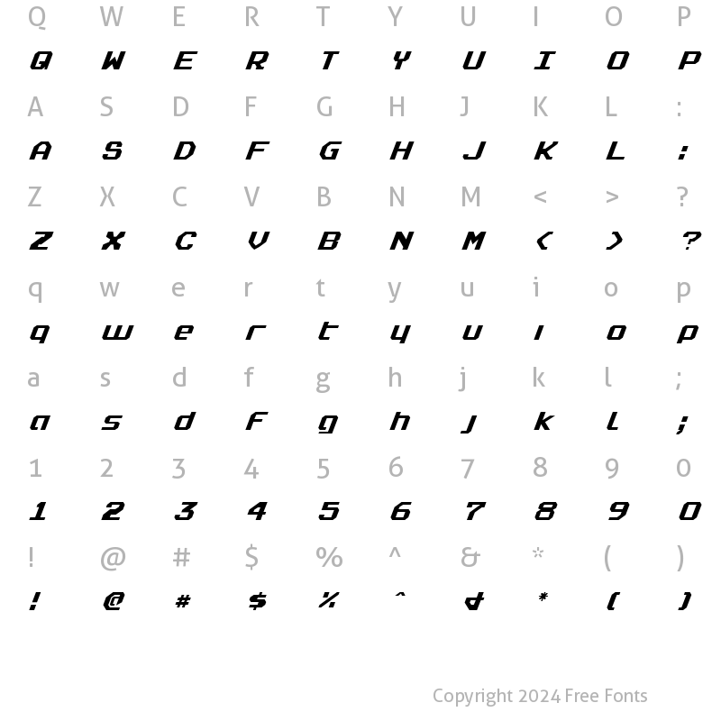 Character Map of Realpolitik Italic Italic