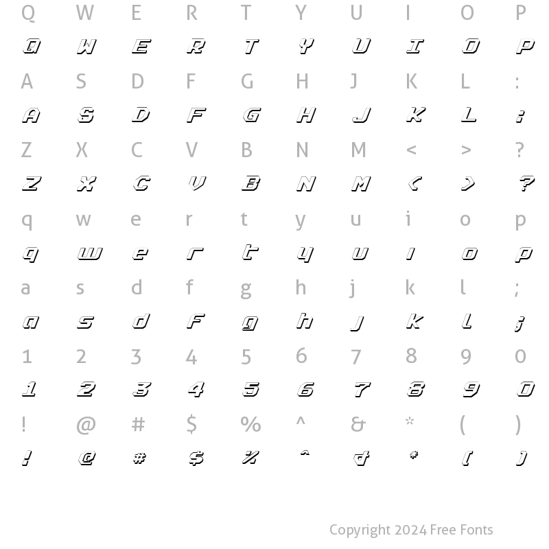 Character Map of Realpolitik Shadow Italic Shadow Italic