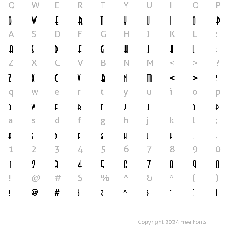 Character Map of REALVIRTUE Regular