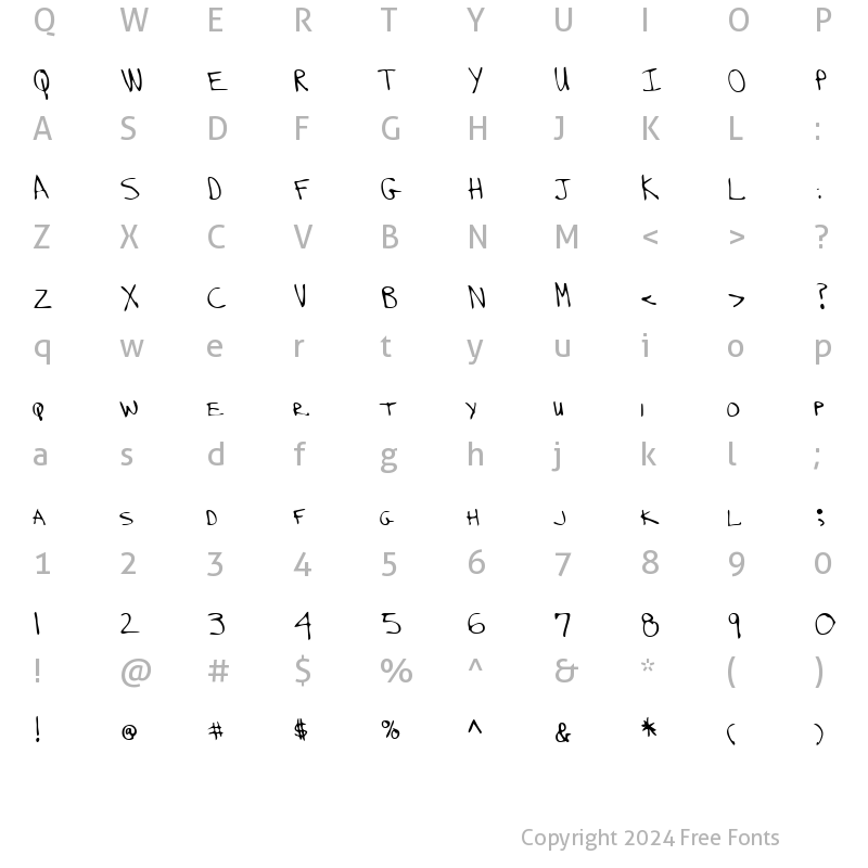 Character Map of ReardonsHand Regular