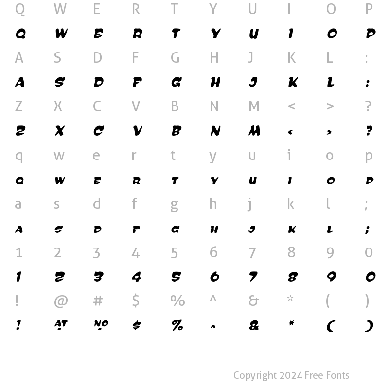 Character Map of Reasonist Medium Italic