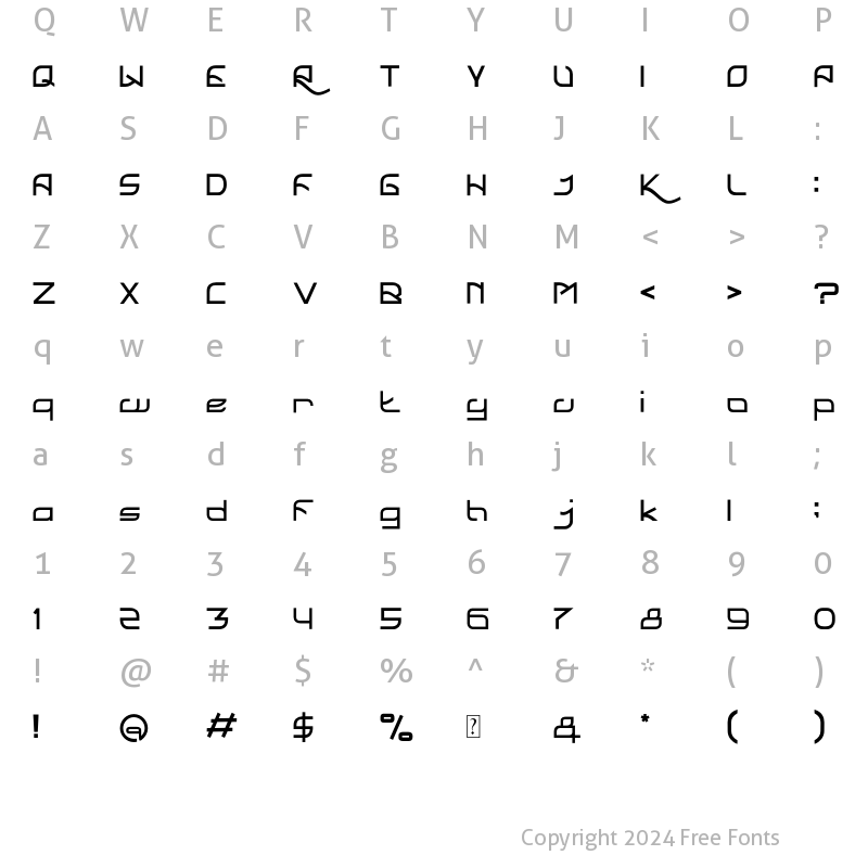 Character Map of rebeca Regular