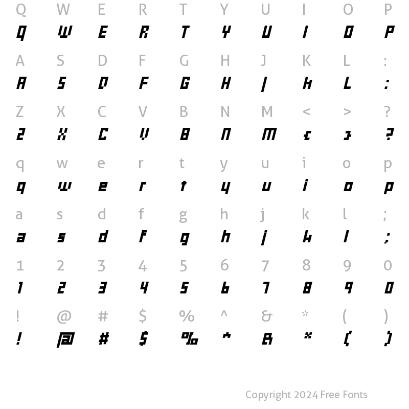 Character Map of Rebuild Normal SlantToRight