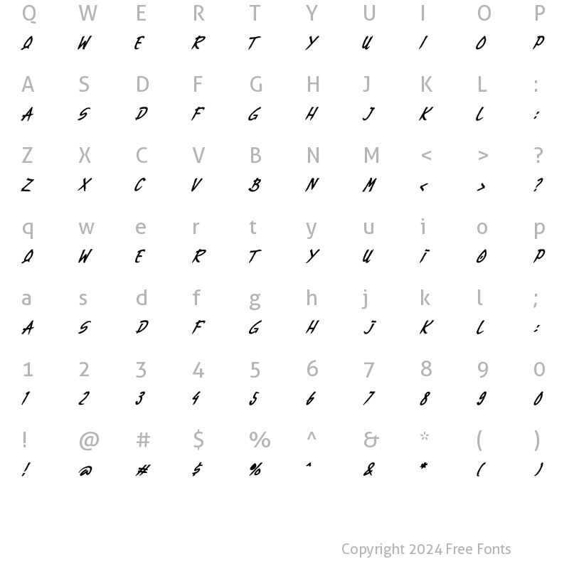 Character Map of Rebuilt Regular