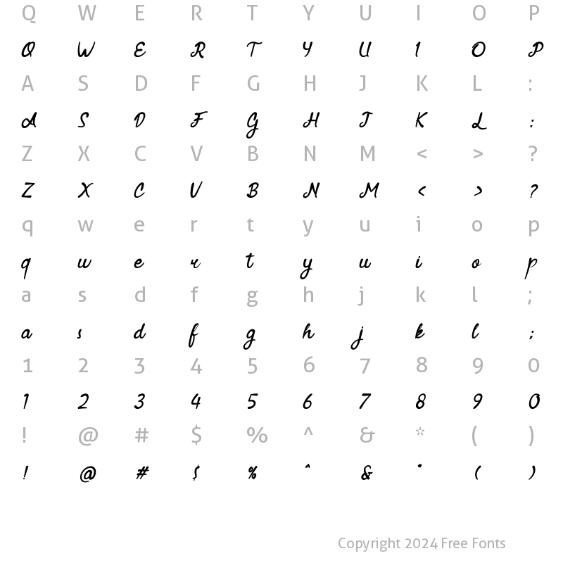 Character Map of Rebutan Regular