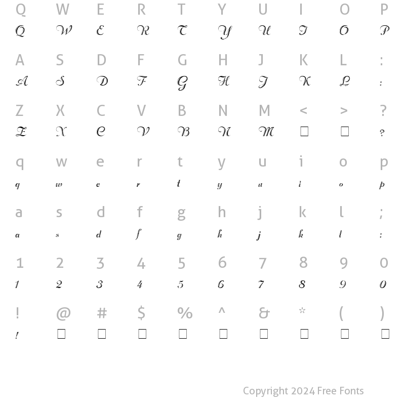 Character Map of Rechtman-Script Medium