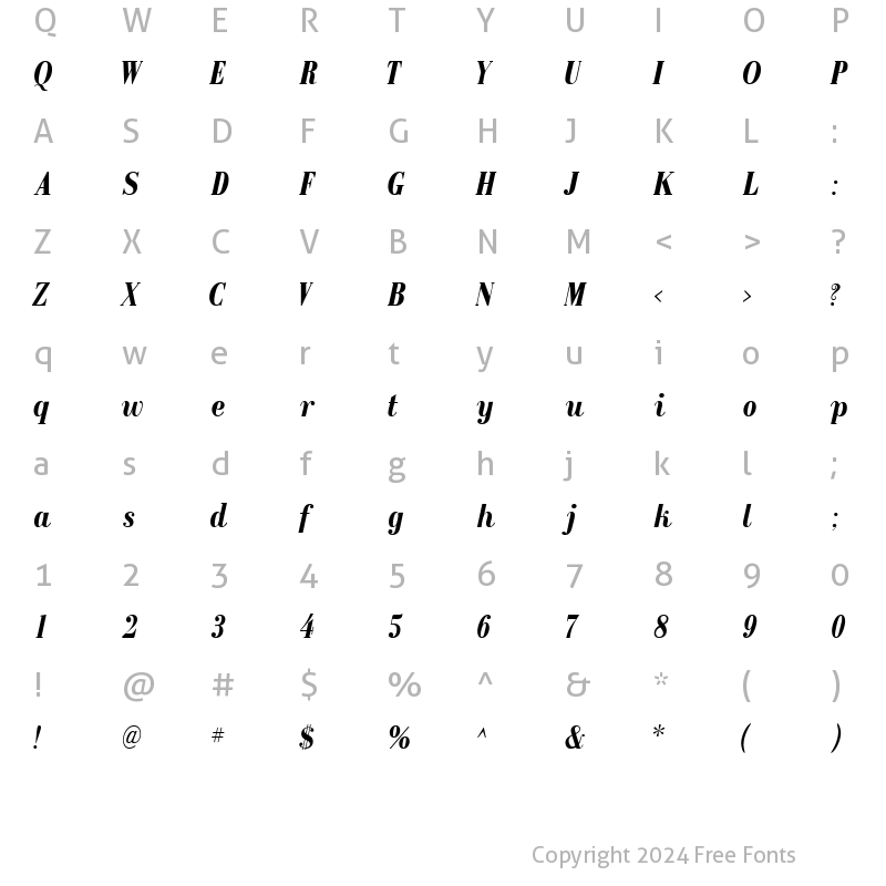 Character Map of RecitalSSK BoldItalic