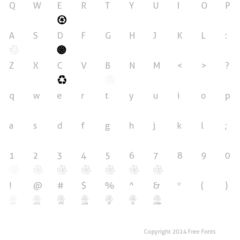 Character Map of Recycle Regular